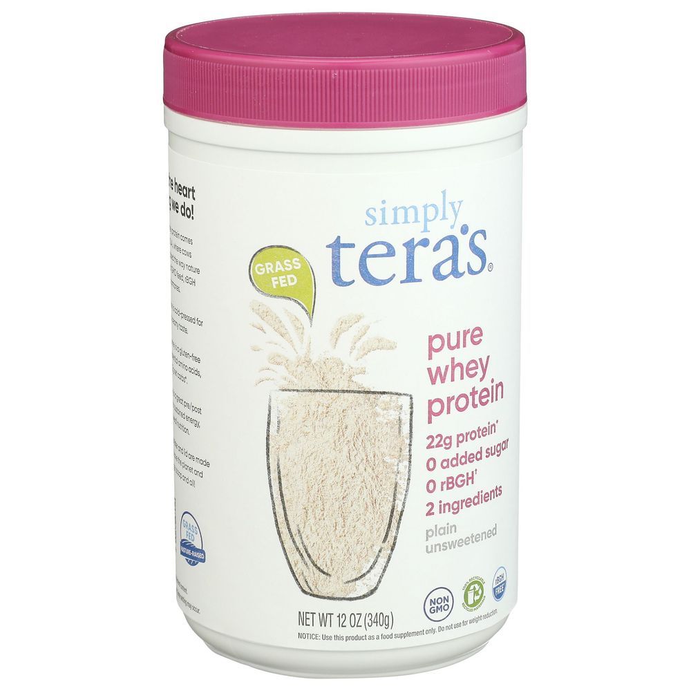 Simply Teras Plain Unsweetened Whey Protein Powder, 12 Ounce