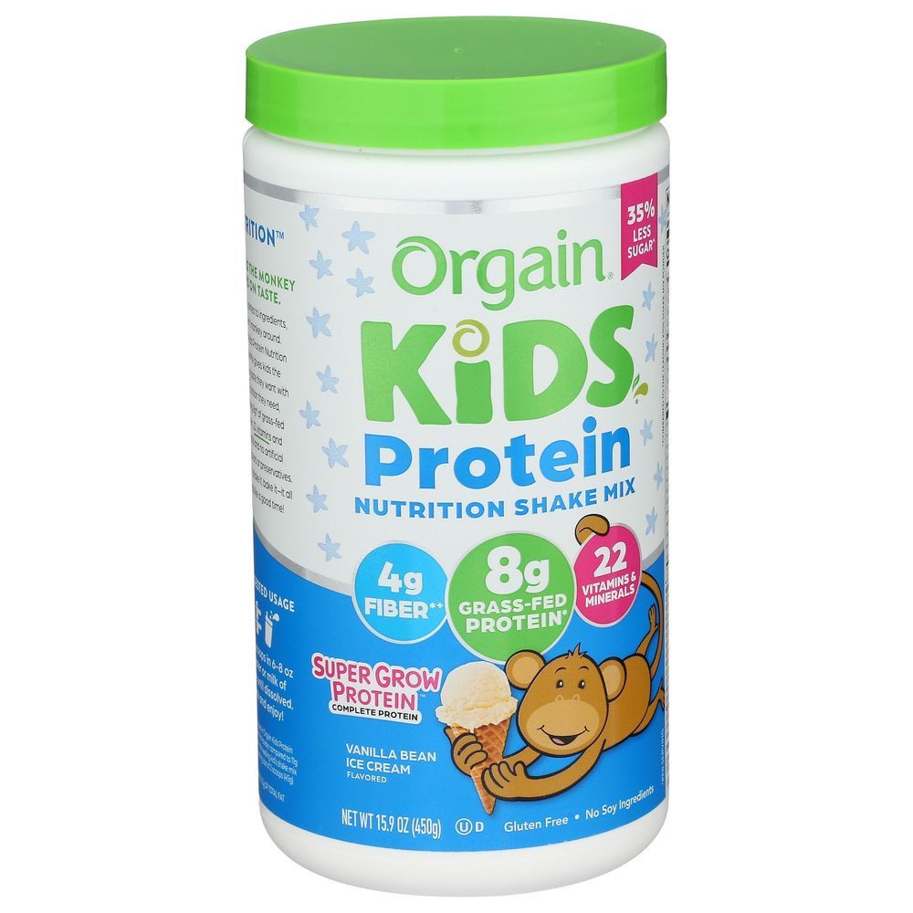 Orgain Kids Protein Nutrition Shake Mix, Vanilla Bean Ice Cream, 15.9 Ounce