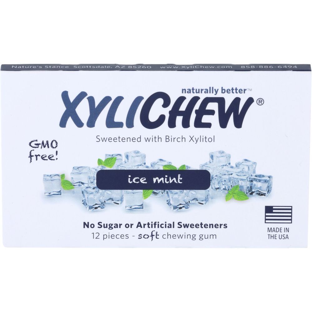 Xylichew Sugar Free Ice Mint Chewing Gum, 12 Count -- 24 Per Case