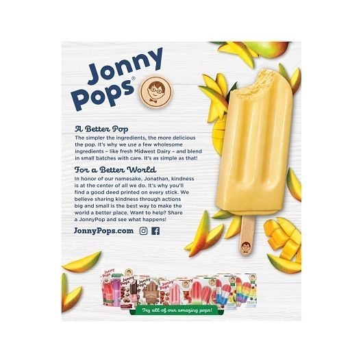 Jonnypops Mango And Cream Smoothie Pops, 2.06 Fluid Ounce, 4 Count -- 6 Per Case