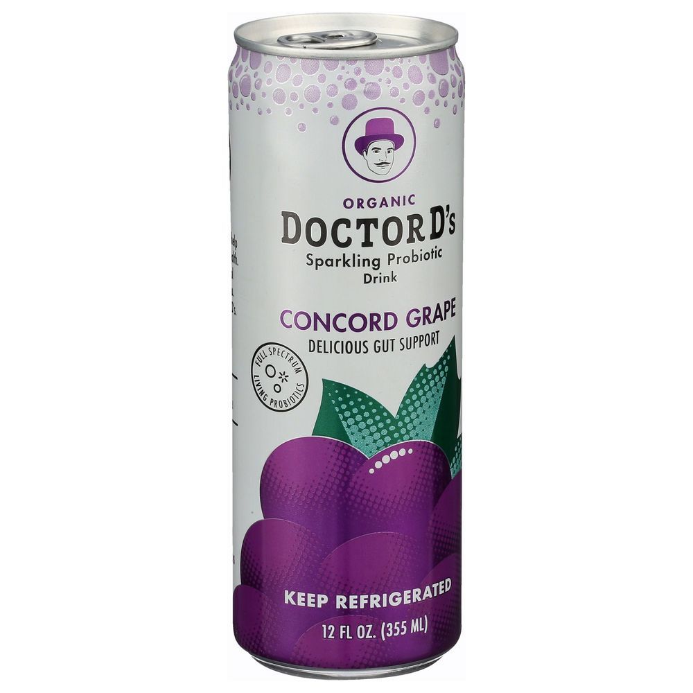 Doctor D's Concord Grape Sparkling Probiotic Drink, 12 Fluid Ounce -- 6 Per Case