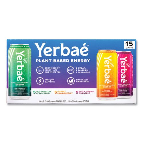 Yerbae Assorted Flavors Plant Based Energy Drink, 16 Ounce -- 15 Per Case