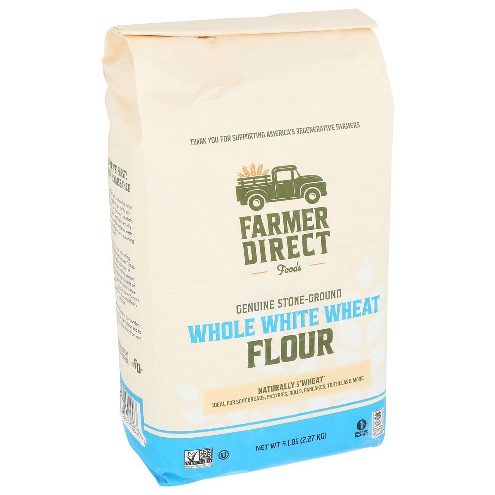 Farmer Direct Foods Genuine Stone Ground Whole White Wheat Flour, 5 Pound -- 8 Per Case