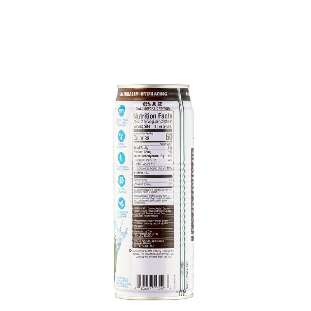 Zola Espresso Coconut Water, 17.5 Fluid Ounce -- 12 Per Case