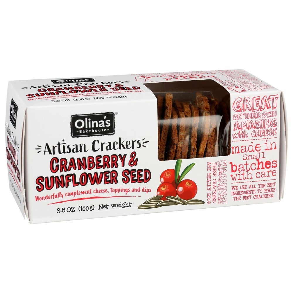 Olinas Bakehouse Cranberry And Sunflower Seed Artisan Crackers, 3.5 Ounce -- 12 Per Case