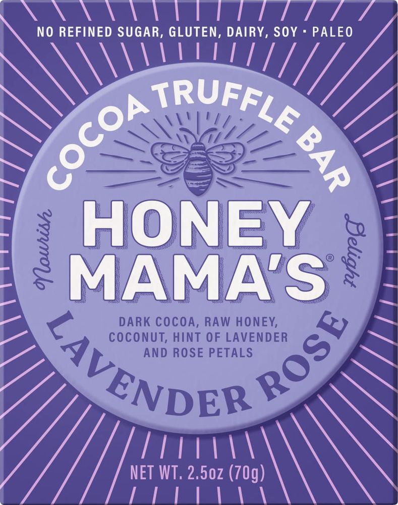 Honey Mama's Lavender Red Rose Cacao Nectar Bar, 2.5 Ounce -- 12 Per Case