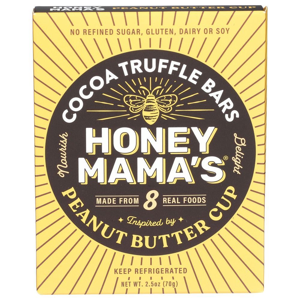 Honey Mama's Peanut Butter Cup Cocoa Truffle Bar, 2.5 Ounce -- 12 Per Case