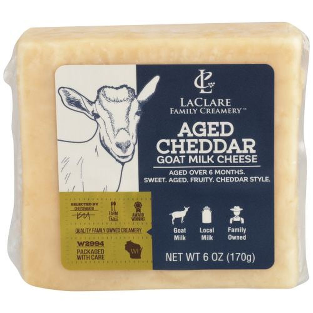 Laclare Farms Aged Cheddar Goat Milk Cheese Chunk, 6 Ounce -- 12 Per Case