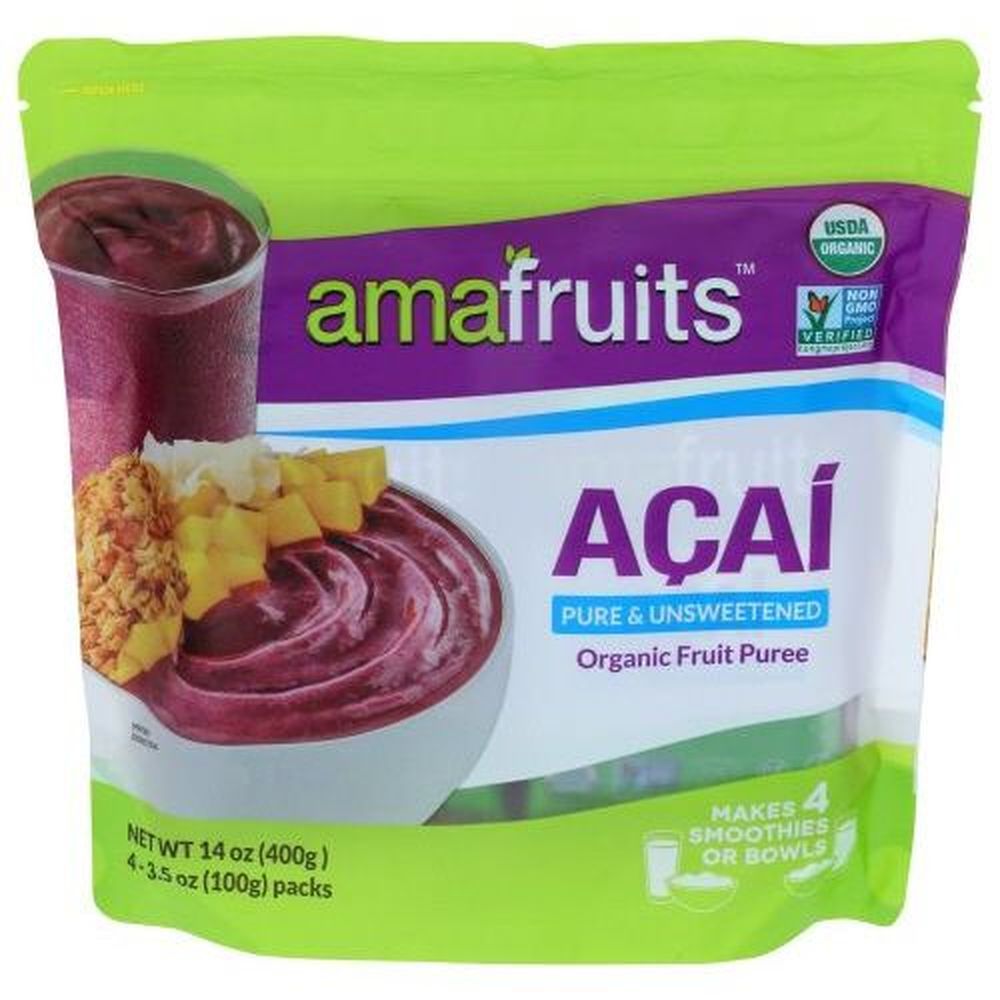 Amafruits Acai Pure And Unsweetened Fruit Pack, 14 Ounce -- 8 Per Case