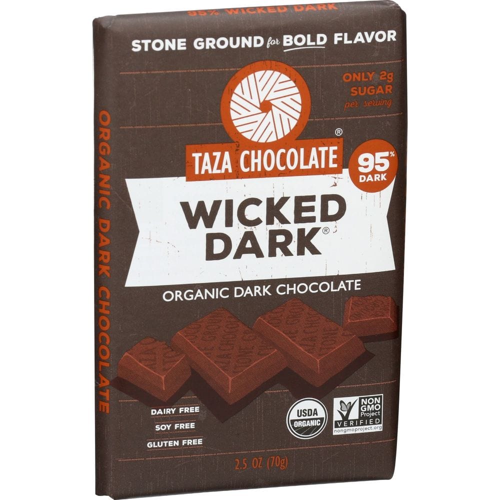 Taza Chocolate Organic Wicked Dark Chocolate Bar, 2.5 Ounce -- 10 Per Case
