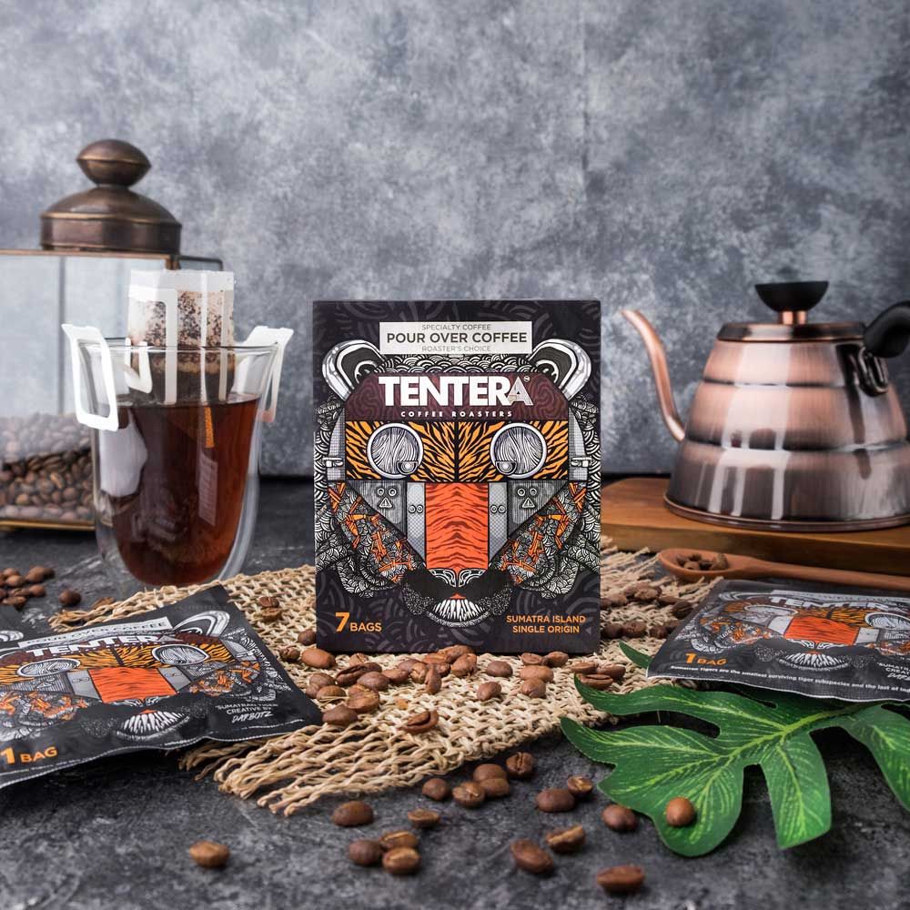 Tentera Sumatra Rasuna Medium Tropical Fruit Single-serve Pour Over Coffee Bag -- 8 Per Case