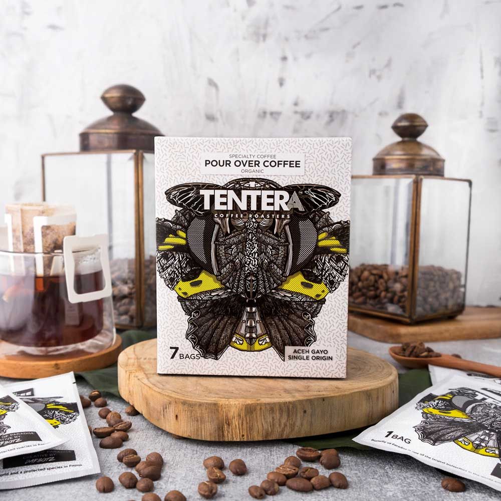 Tentera Sumatra Gayo Medium Dark Chocolate Herbs Single-serve Pour Over Coffee Bag -- 8 Per Case