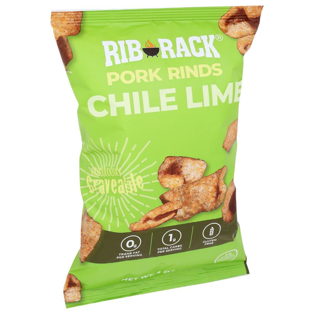 Rib Rack Chili Lime Pork Rinds, 4 Ounce -- 12 Per Case