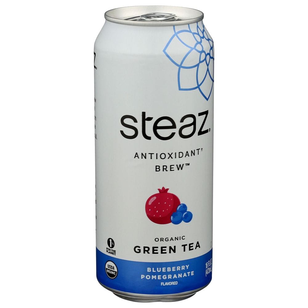 Steaz Antioxidant Brew Organic Blueberry Pomegranate Iced Green Tea, 16 Fluid Ounce -- 12 Per Case