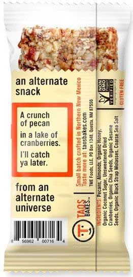 Taos Bakes Caramel Pecan Cranberries Energy Bar, 1.8 Ounce -- 12 Per Case