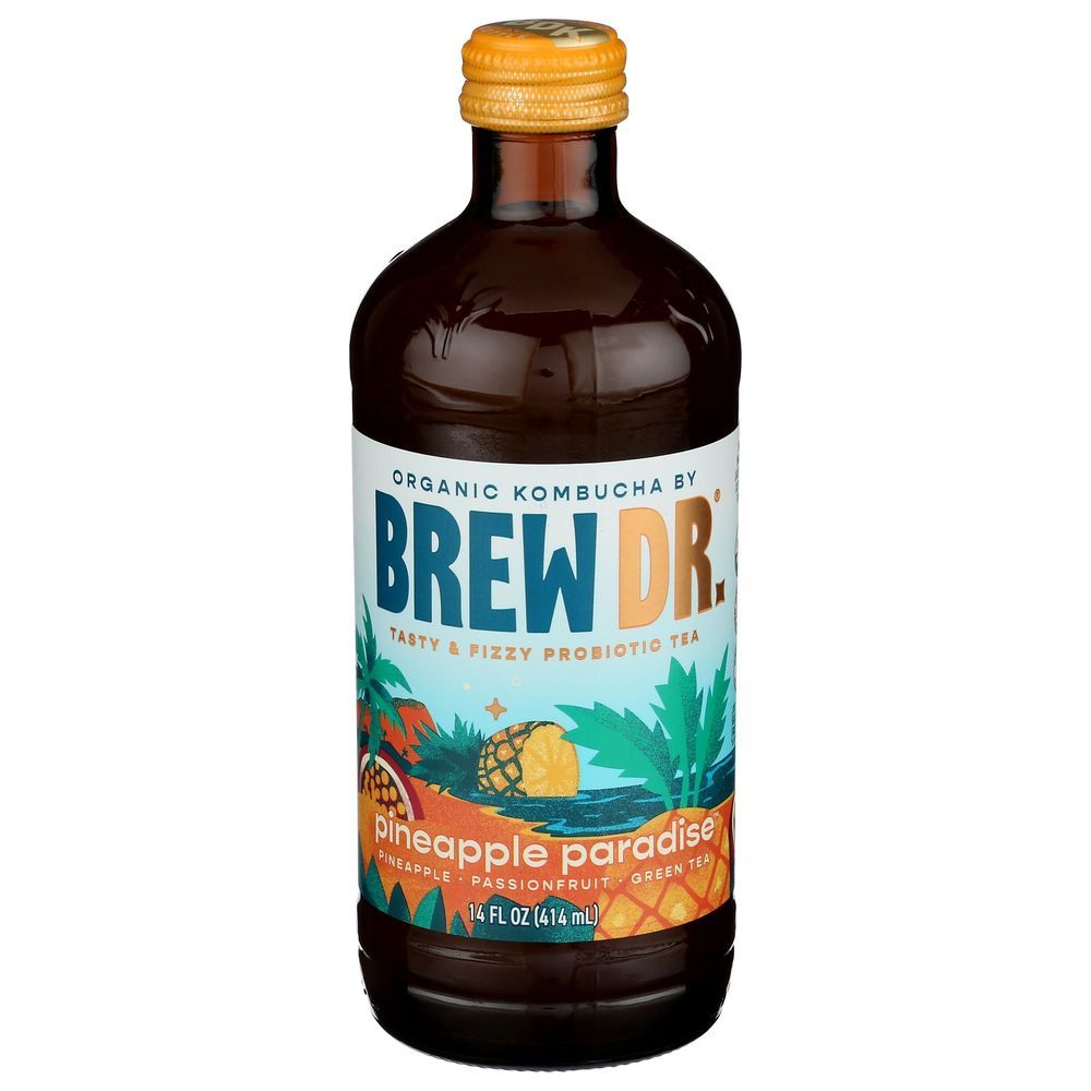 Brew Dr Organic Pineapple Paradise Kombucha, 14 Fluid Ounce -- 12 Per Case