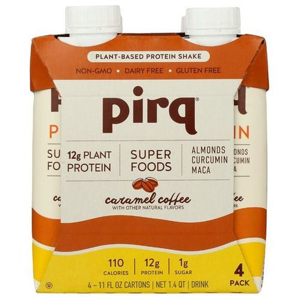 Pirq Caramel Coffee Plant Based Protein Shake, 44 Fluid Ounce -- 3 Per Case