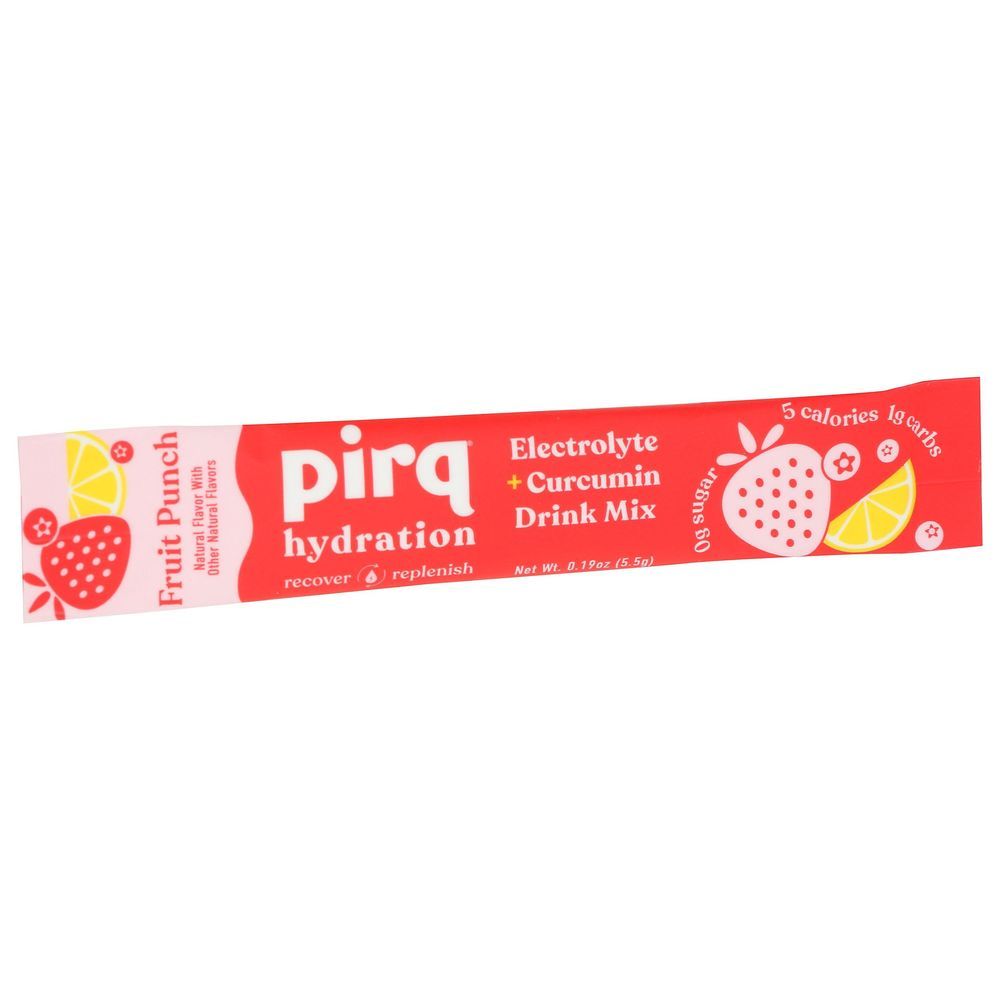 Pirq Fruit Punch Electrolyte Plus Curcumin Hydration Drink Mix, 10 Count