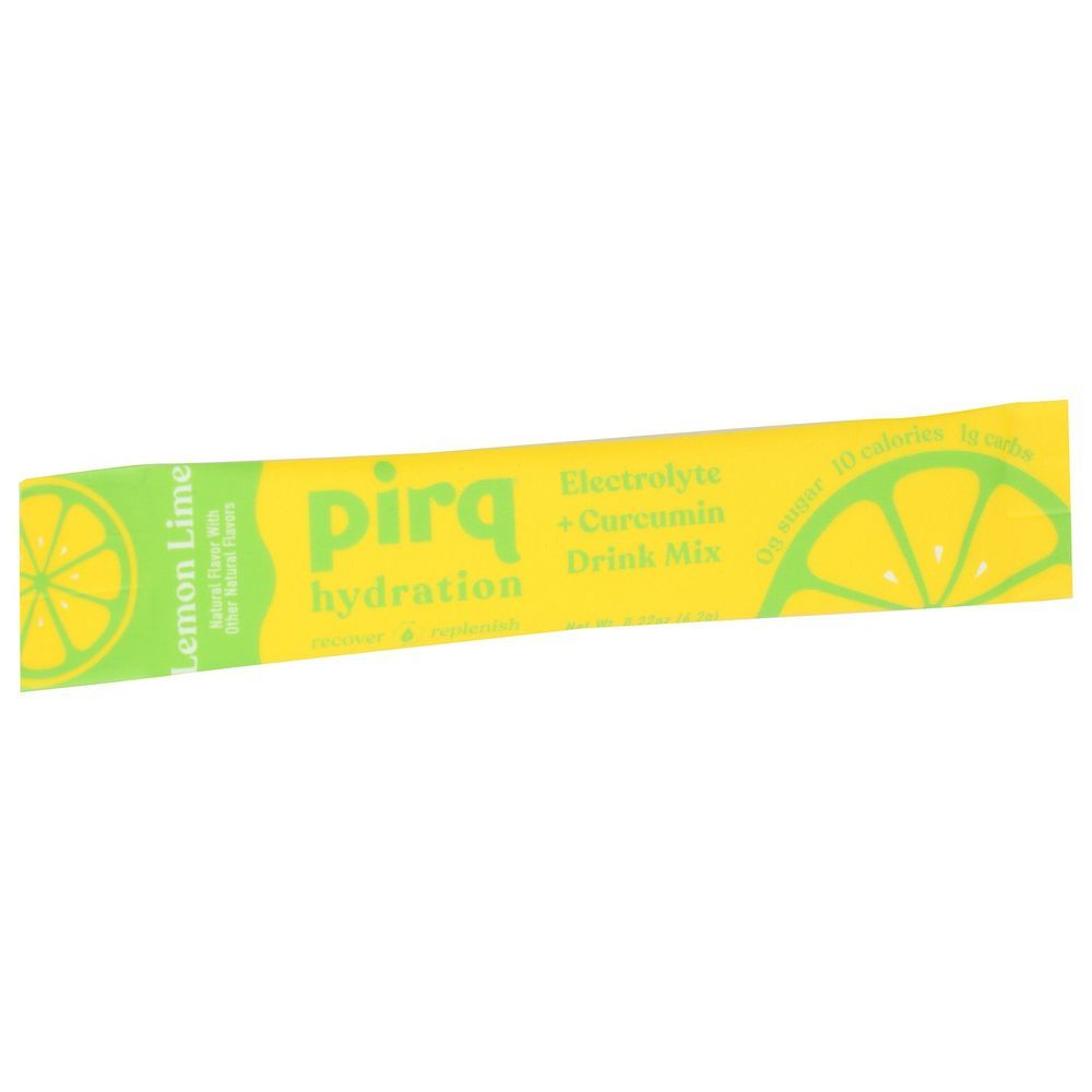 Pirq Lemon Lime Electrolyte Plus Curcumin Hydration Drink Mix, 10 Count