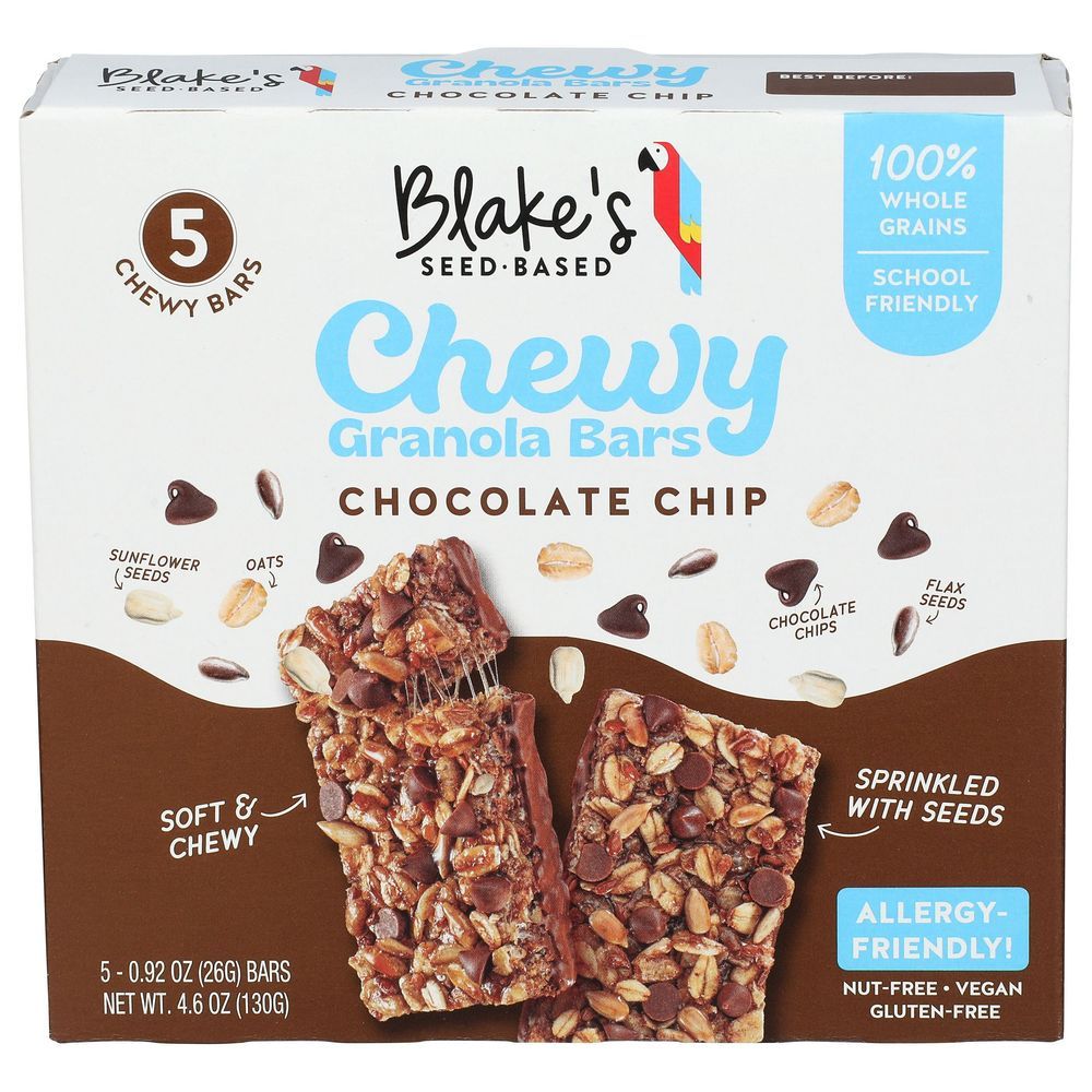 Blakes Seed Based Chocolate Chip Chewy Granola Bar, 4.6 Ounce -- 6 Per Case