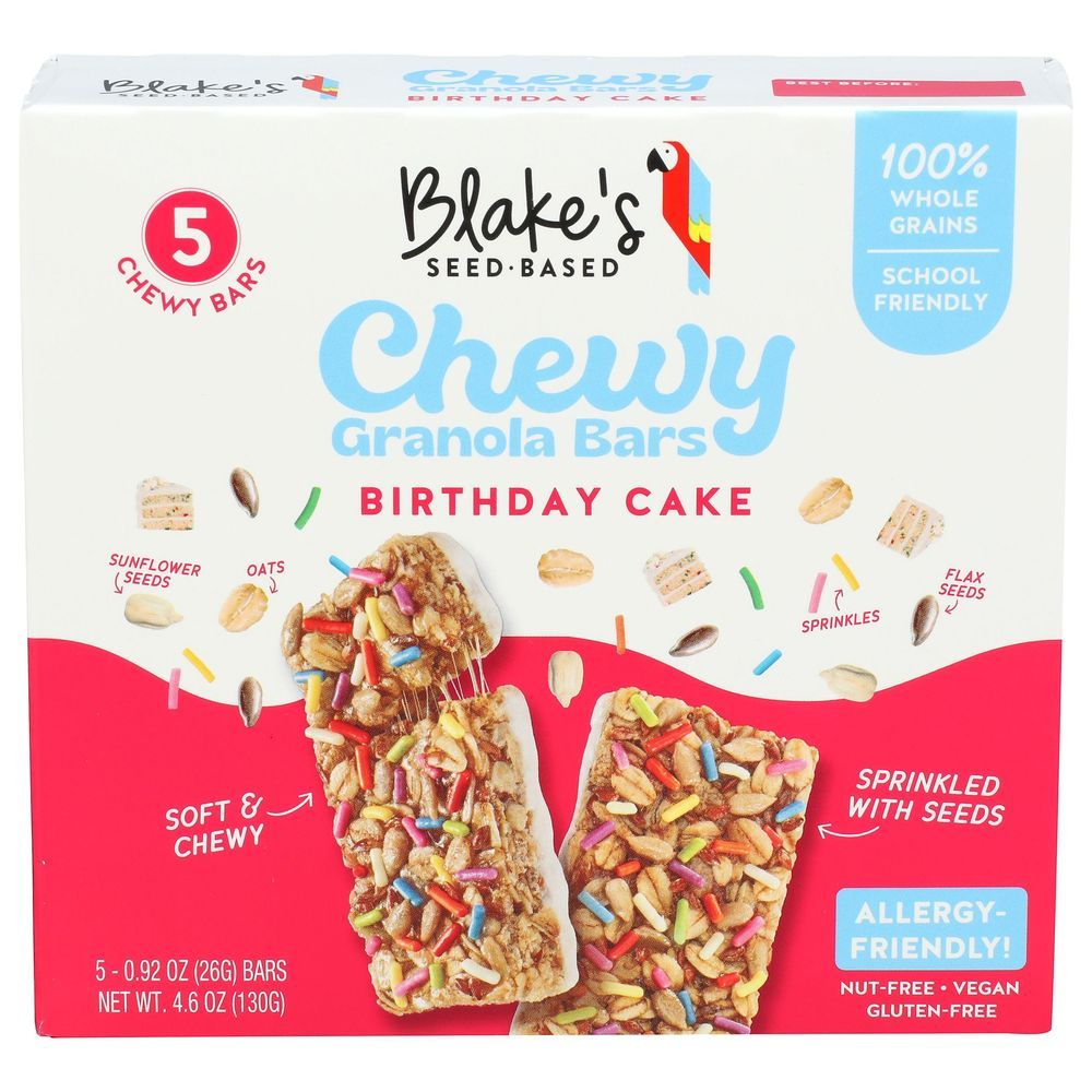 Blakes Seed Based Birthday Cake Chewy Granola Bar, 4.6 Ounce -- 6 Per Case