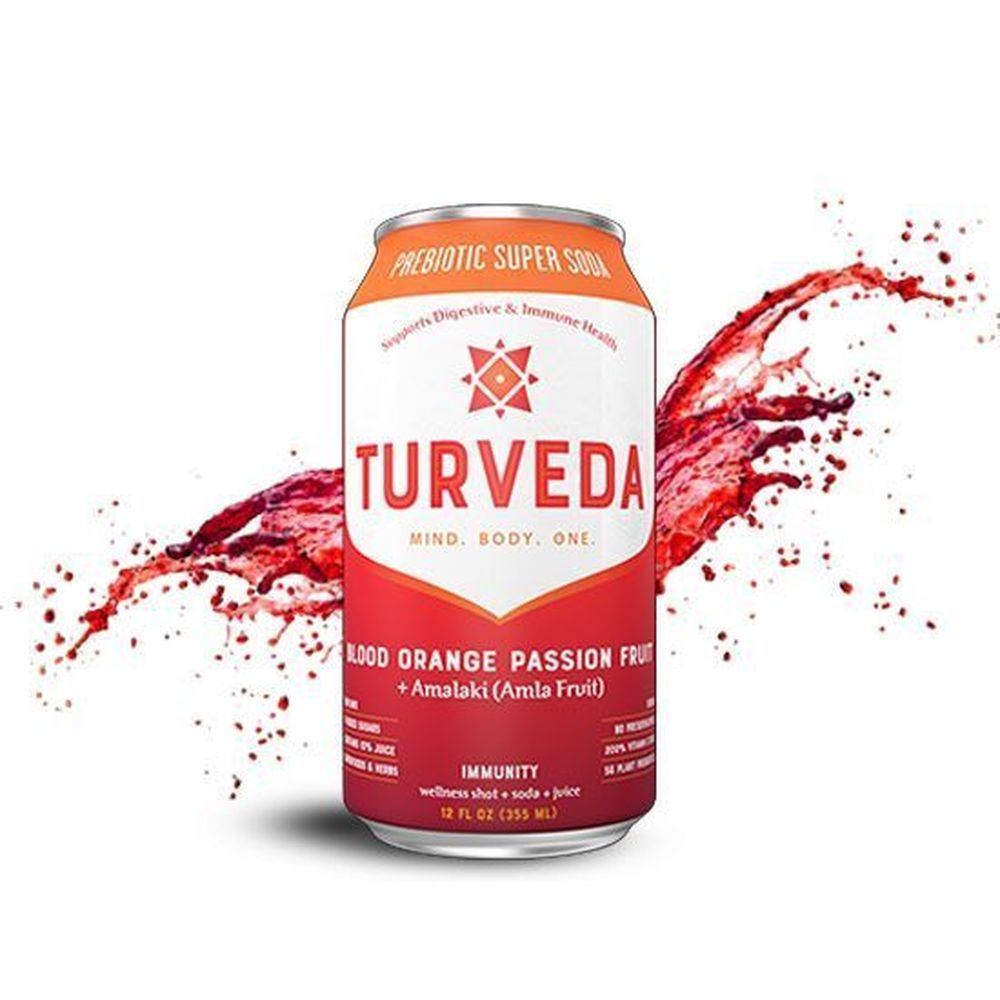 Turveda Immunity Blood Orange Passion Fruit Prebiotic Super Soda, 12 Fluid Ounce -- 8 Per Case