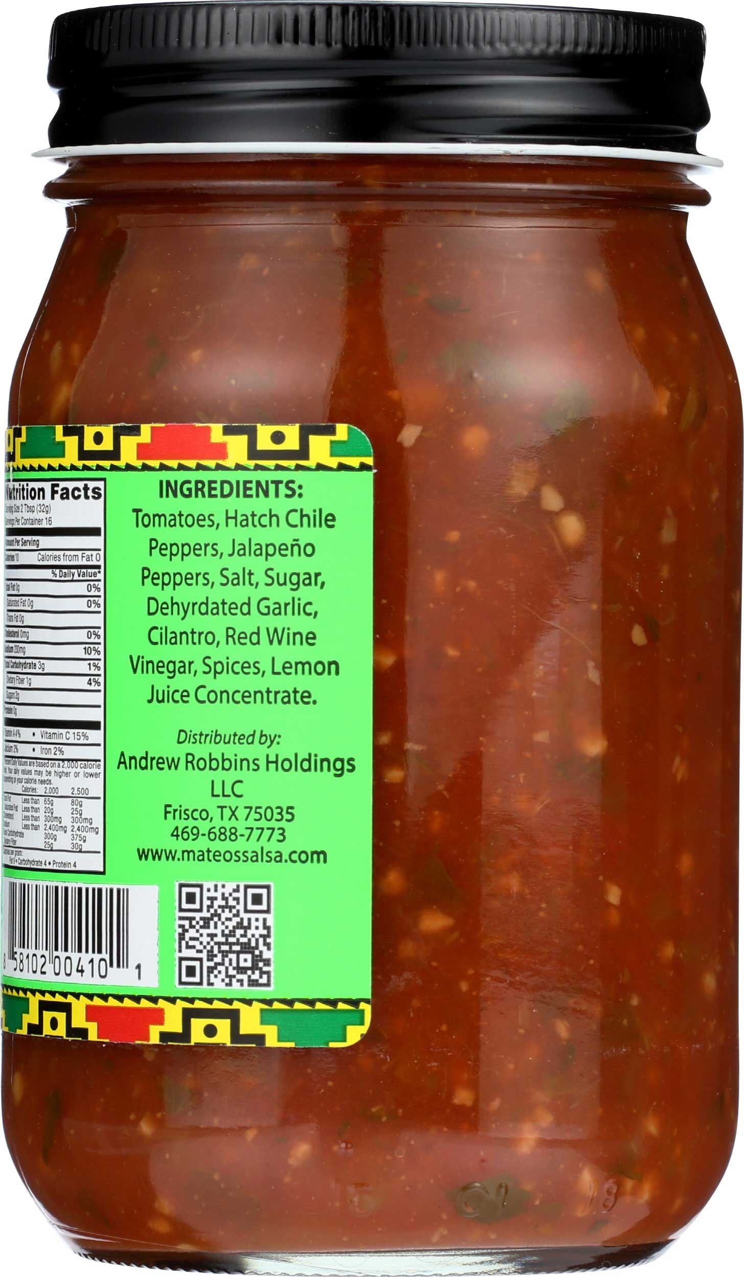 Mateo's Gourmet Hatch Chile Salsa, 16 Ounce -- 6 Per Case