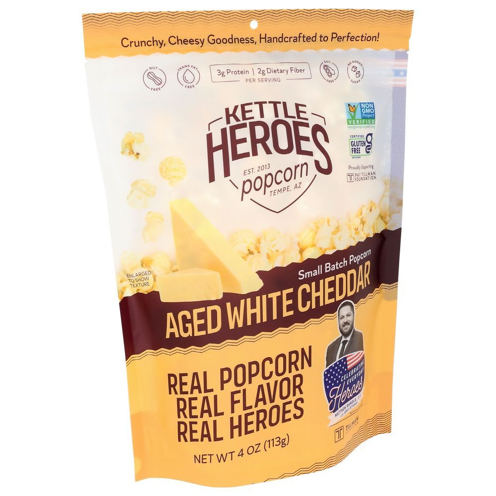 Kettle Heroes Aged White Cheddar Popcorn, 4 Ounce -- 6 Per Case