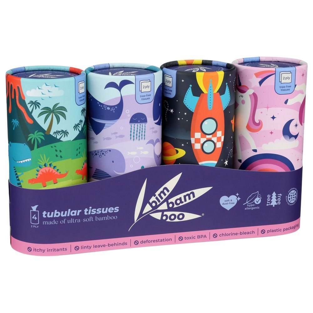 Bim Bam Boo Facial Tubular Tissues, 4 Count -- 12 Per Case