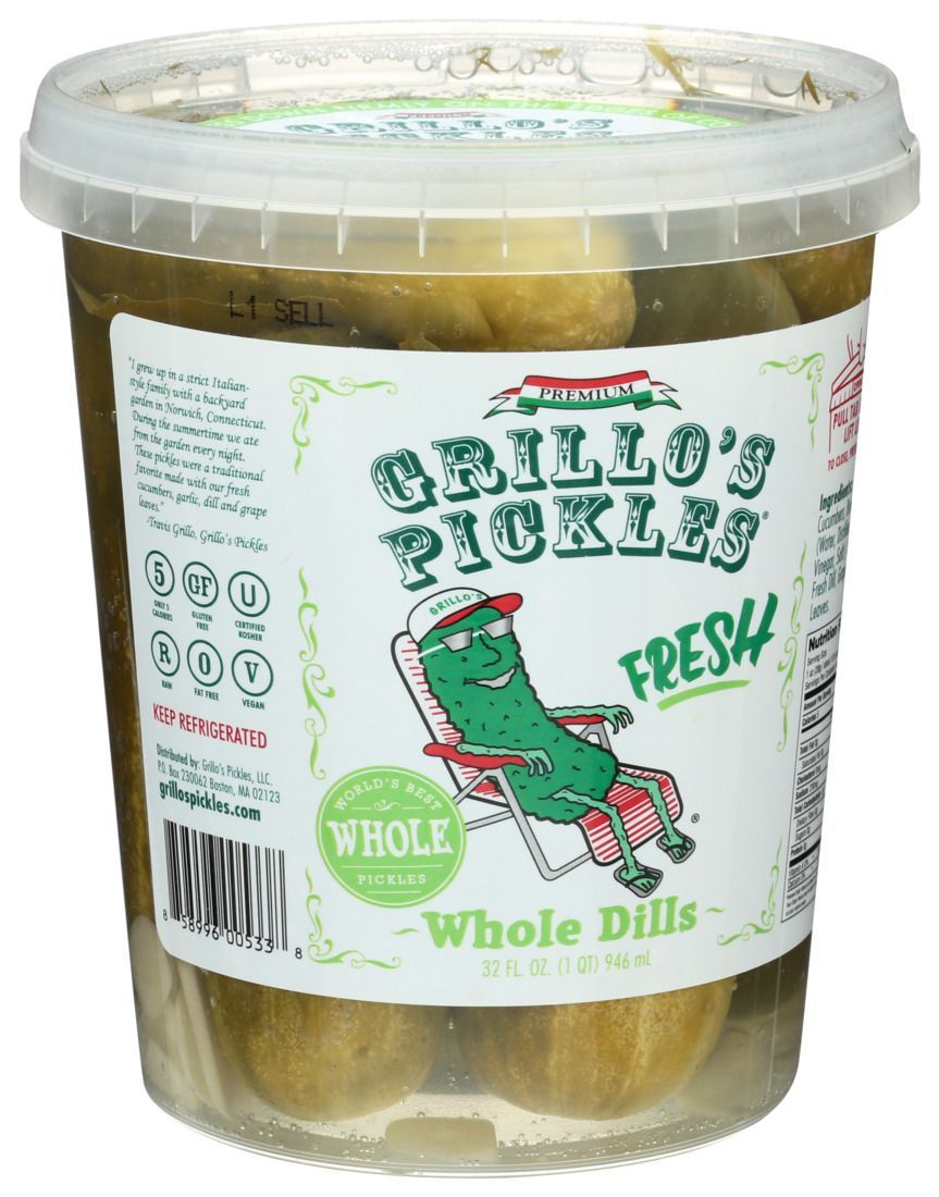 Grillo's Pickles Whole Dills Pickles, 32 Ounce -- 6 Per Case