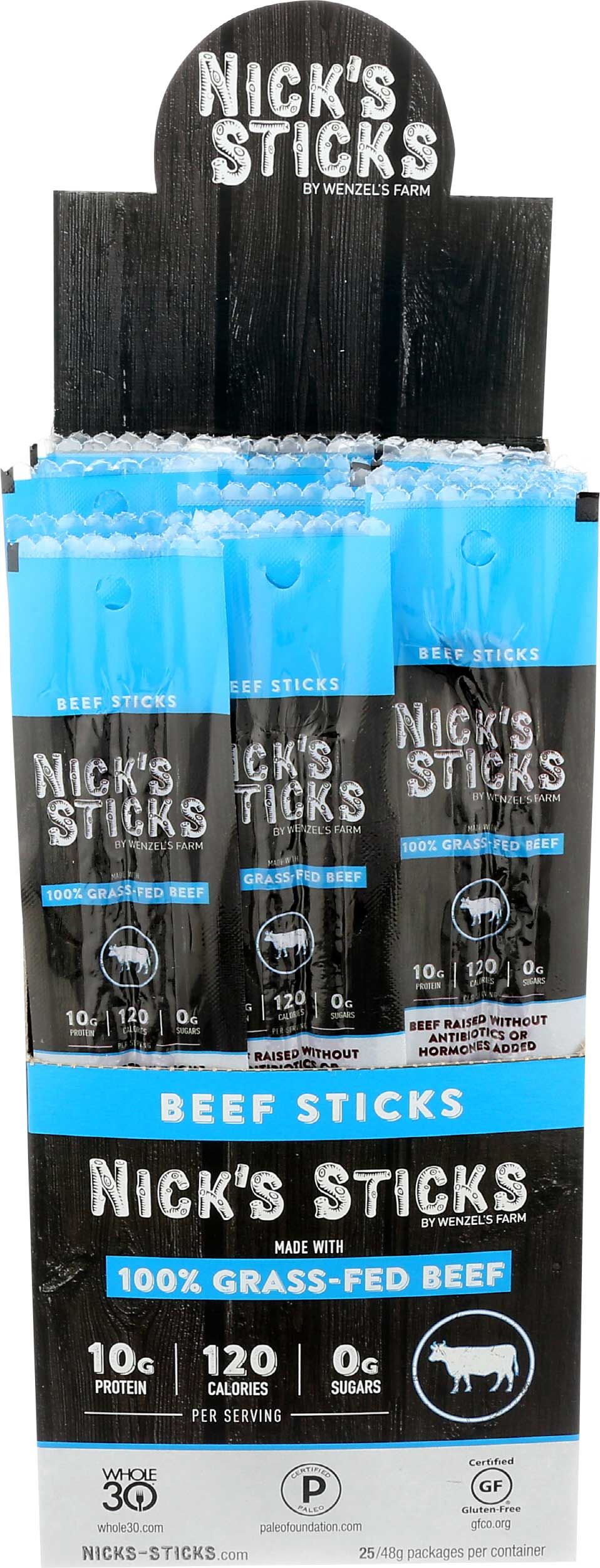 Nick's Sticks Grass Fed Beef Sticks, 1.7 Ounce -- 25 Per Case