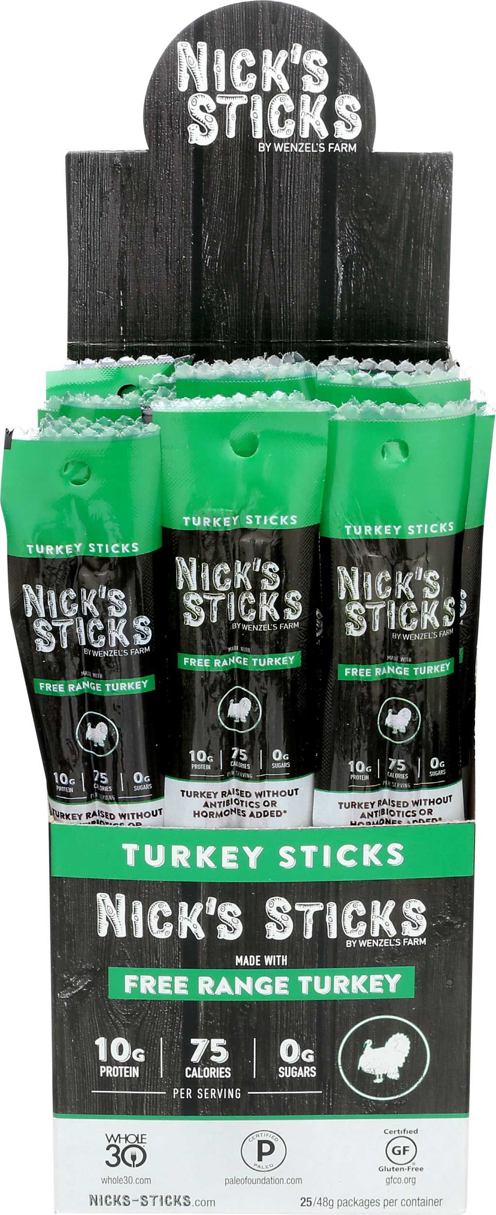 Nick's Sticks Free Range Turkey Sticks, 1.7 Ounce -- 25 Per Case