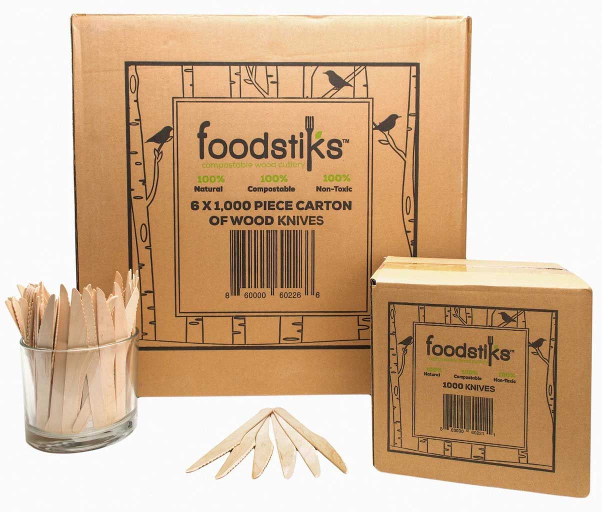 Foodstiks Compostable Wood Knives -- 6000 Per Case