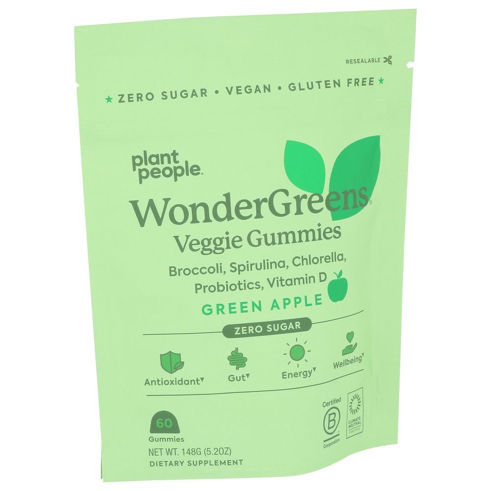 Plant People Wonder Greens Veggie Gummies, 60 Count