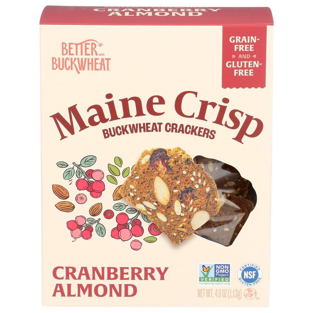 Better With Buckwheat Maine Crisp Cranberry Almond Buckwheat Crackers, 4 Ounce -- 10 Per Case