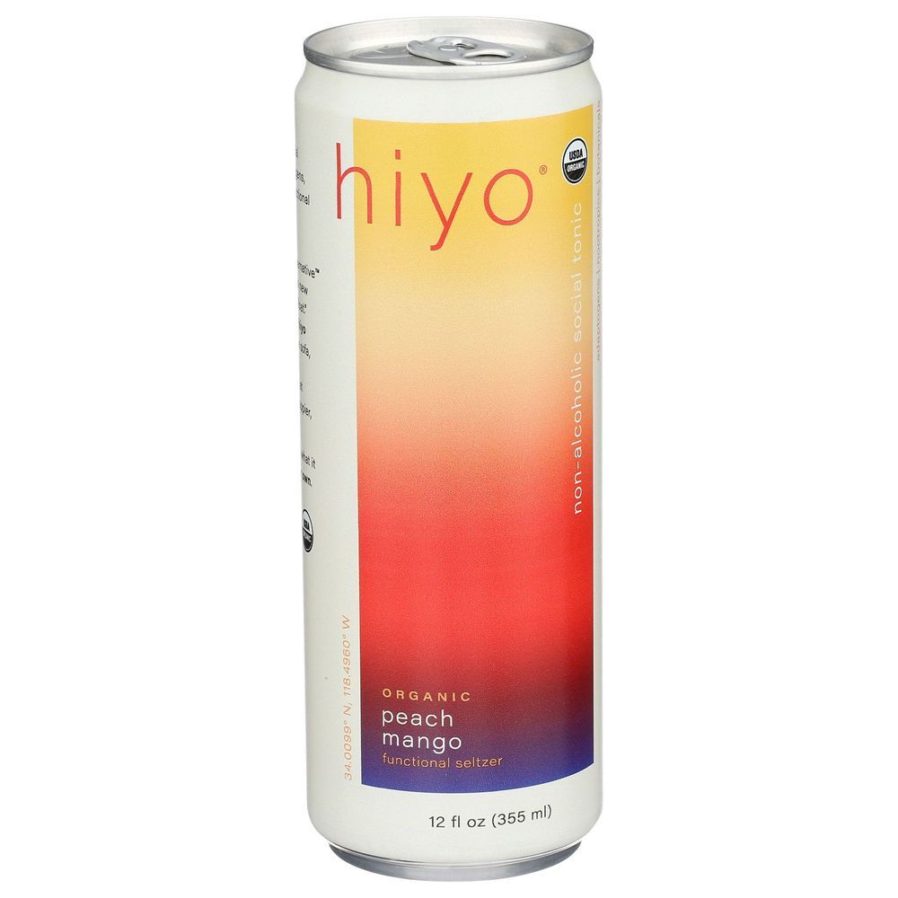 Hiyo Organic Peach Mango Functional Seltzer, 12 Fluid Ounce -- 12 Per Case