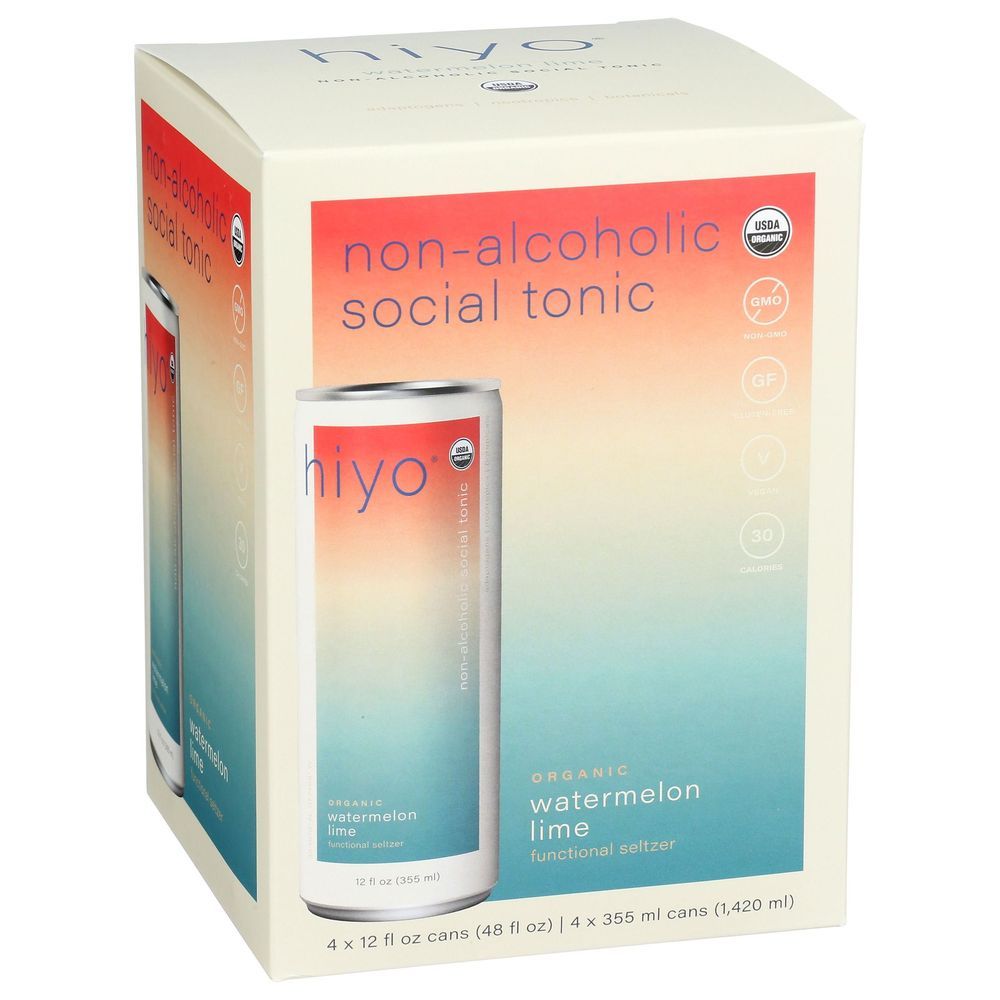 Hiyo Organic Watermelon Lime Functional Seltzer, 48 Fluid Ounce -- 6 Per Case