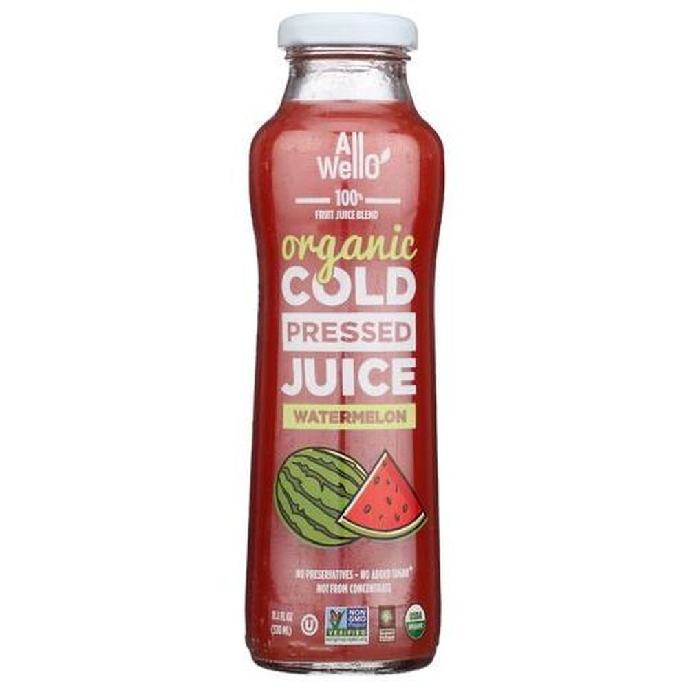 Allwello Organic Cold Pressed Watermelon Juice, 11.1 Fluid Ounce -- 12 Per Case