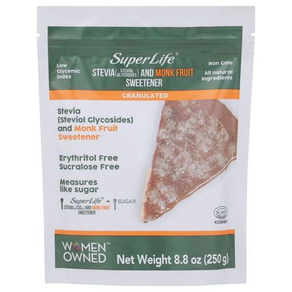 Super Life Stevia With Monk Fruit Sweetener, 8.8 Ounce -- 12 Per Case