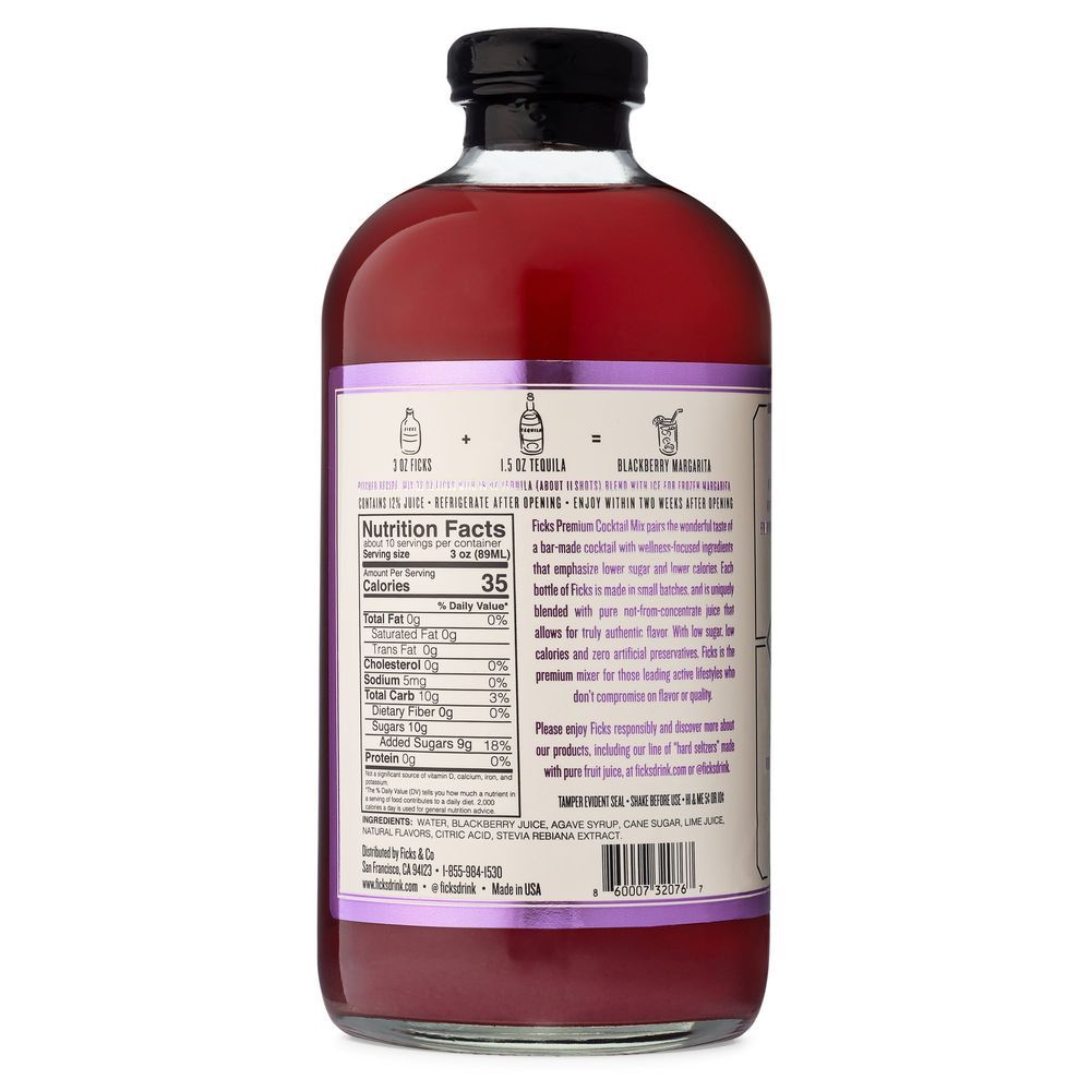 Ficks All Natural Premium Blackberry Margarita Mix, 32 Fluid Ounce -- 6 Per Case