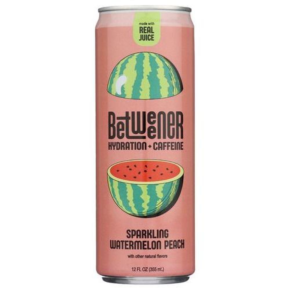 Betweener Sparkling Watermelon Peach Hydration Plus Caffeine Beverage, 12 Fluid Ounce -- 12 Per Case