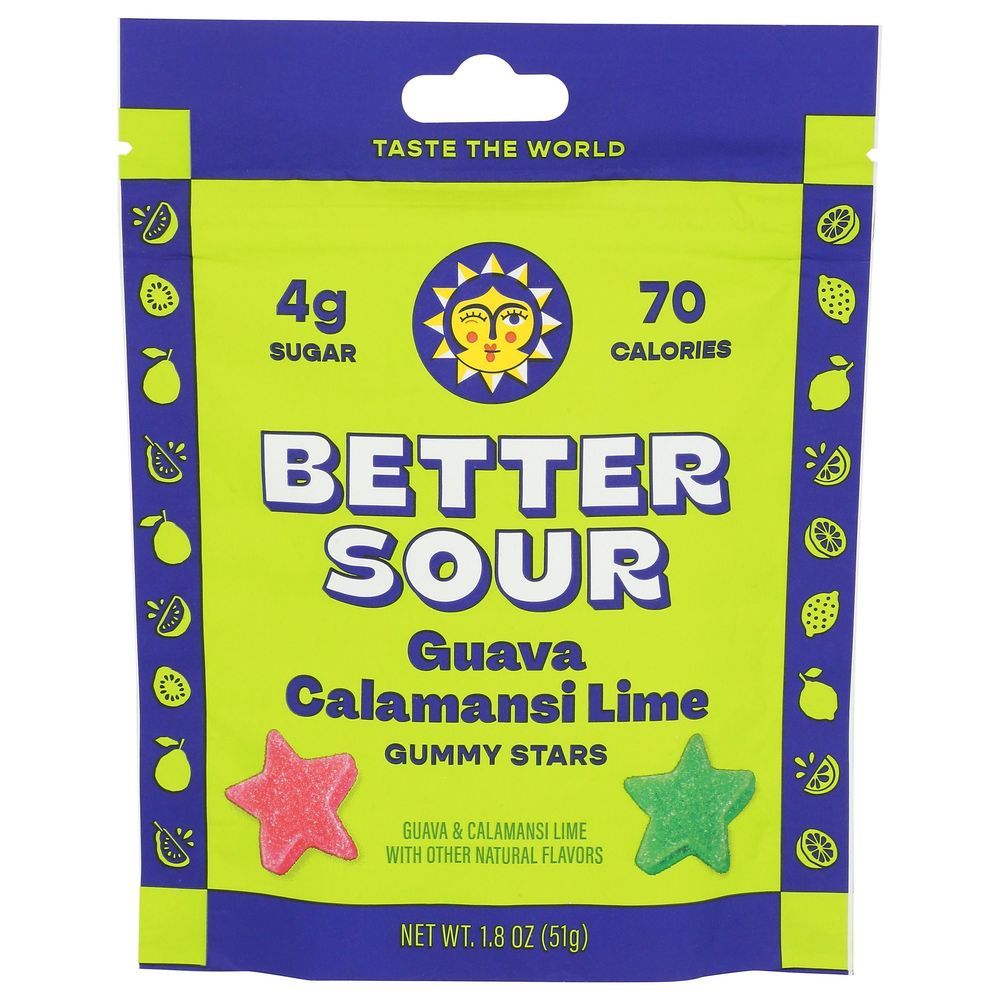 Better Sour Guava Calamansi Lime Stars Gummy Candy, 1.8 Ounce -- 10 Per Case
