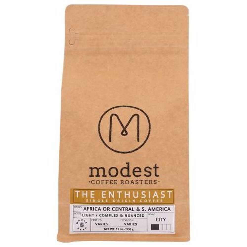 Modest Coffee Roasters The Enthusiast Single Origin Coffee, 12 Ounce -- 6 Per Case