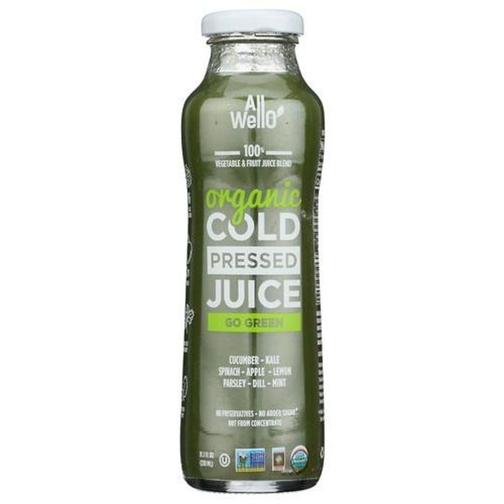 Allwello Organic Cold Pressed Go Green Juice, 11.1 Fluid Ounce -- 12 Per Case