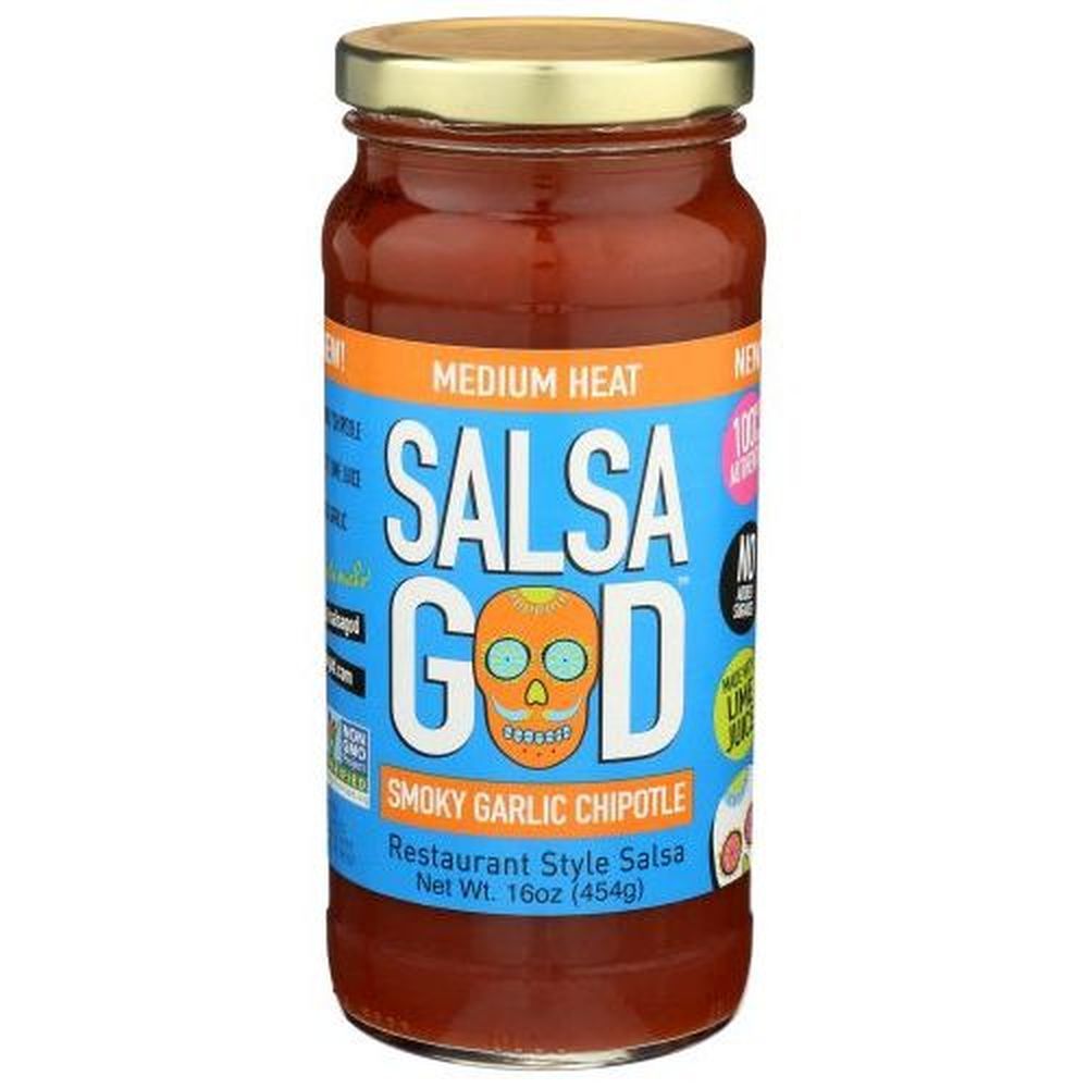 Salsa God Medium Heat Smoky Garlic Chipotle Salsa, 16 Ounce -- 6 Per Case