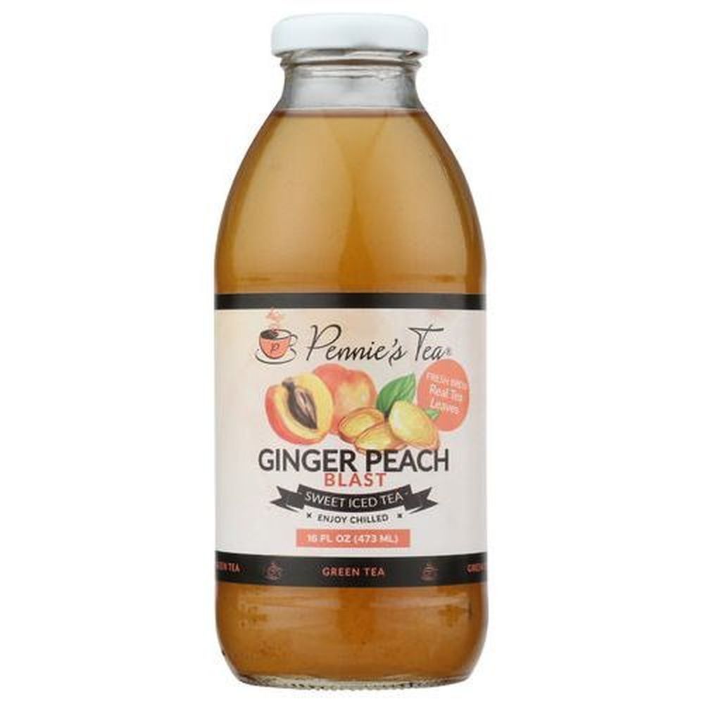 Pennie's Tea Ginger Peach Blast Sweet Iced Green Tea, 16 Fluid Ounce -- 12 Per Case