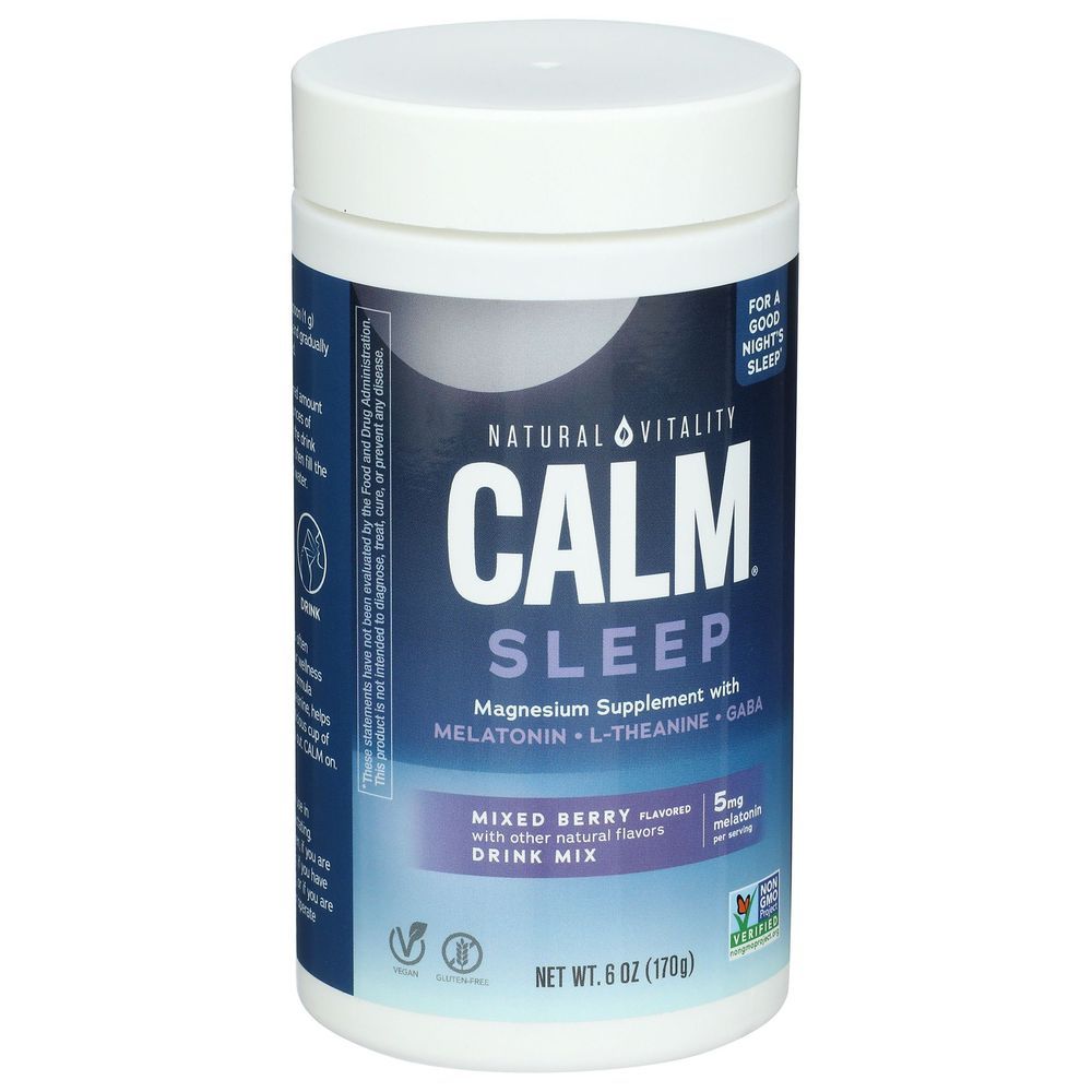 Natural Vitality Calm Mixed Berry Sleep Magnesium Drink Mix, 6 Ounce -- 3 Per Case