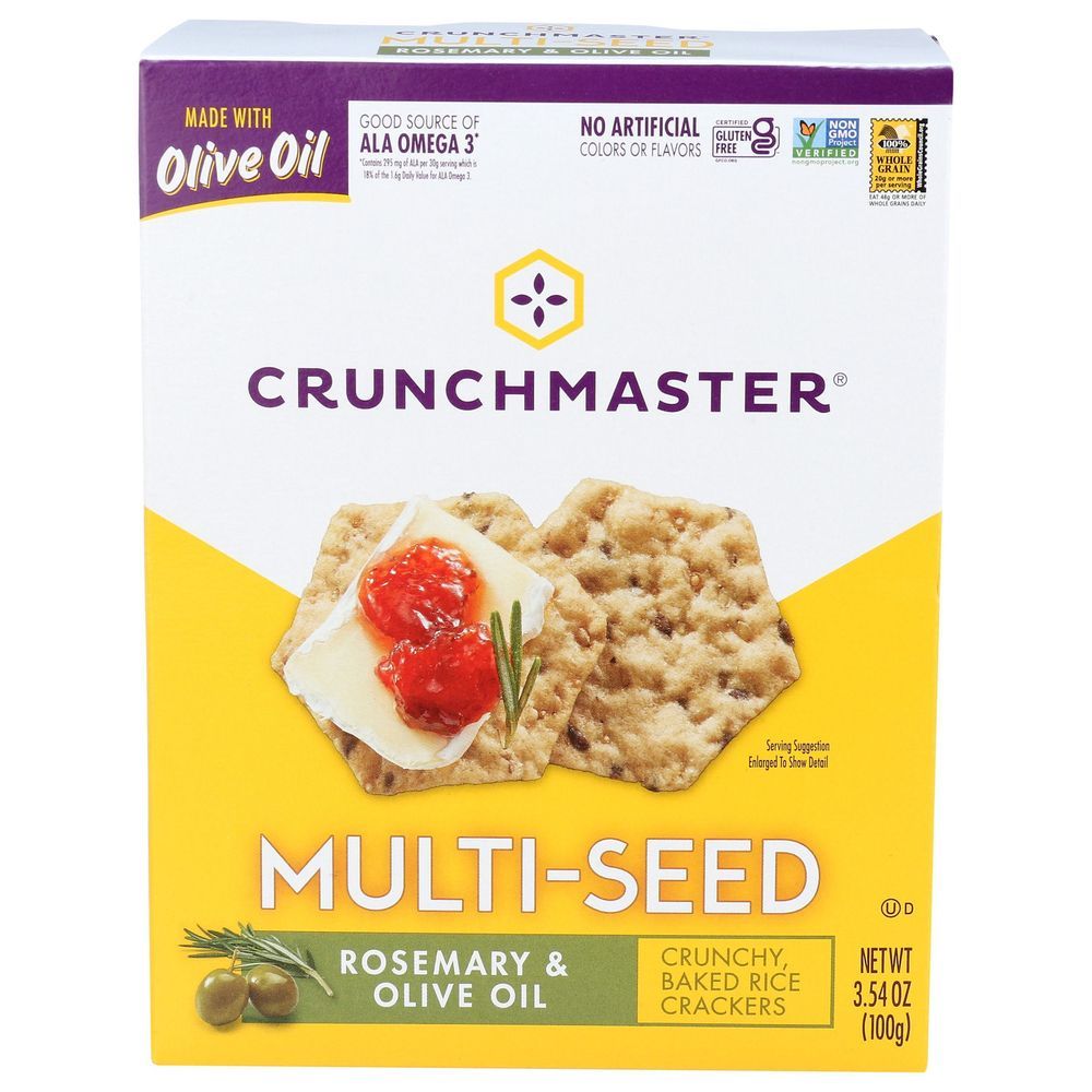 Crunchmaster Baked Rice Multiseed Rosemary And Olive Oil Cracker, 3.54 Ounce -- 6 Per Case