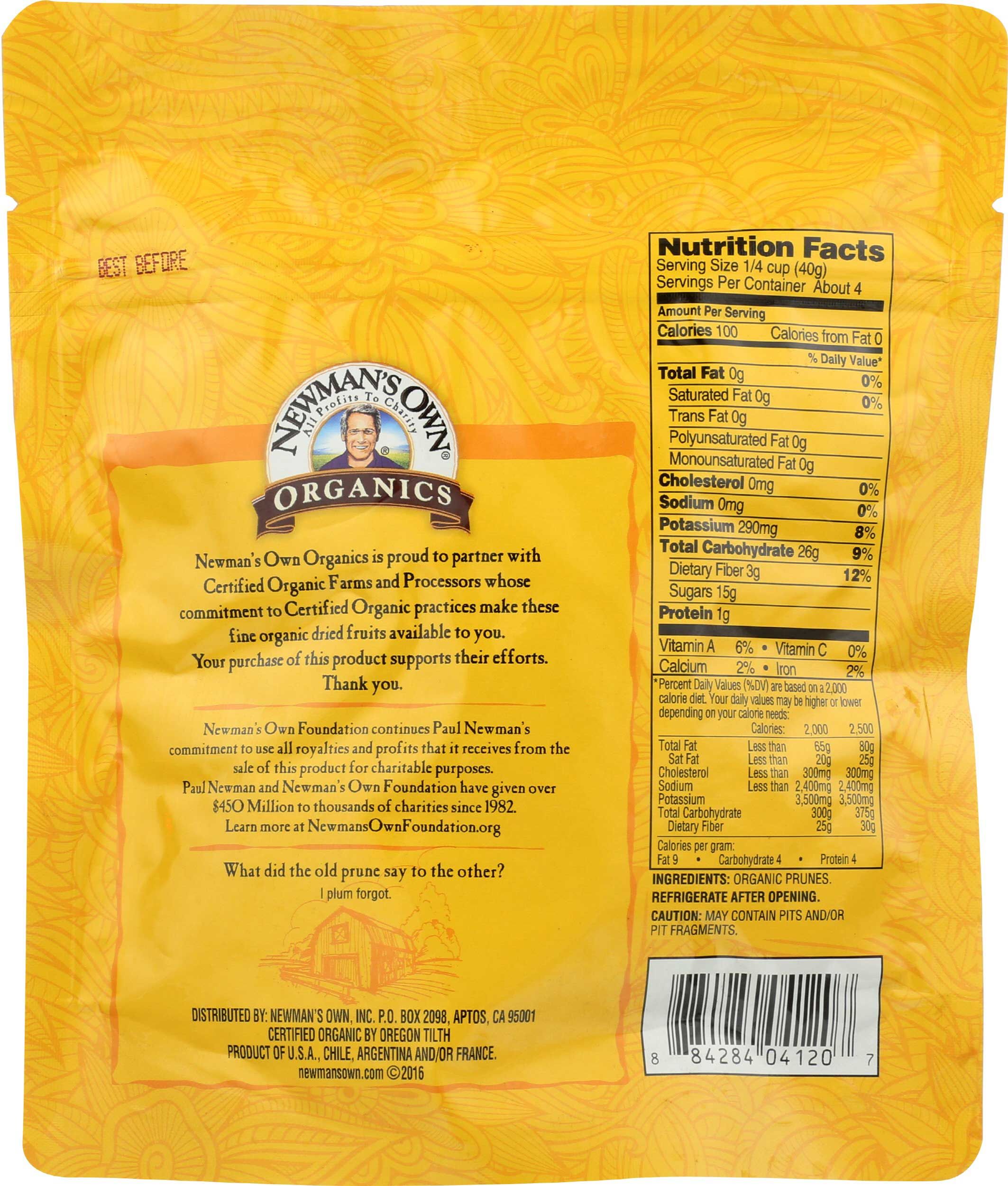 Newman's Own Organics Pitted Prunes, 6 Ounce -- 12 Per Case