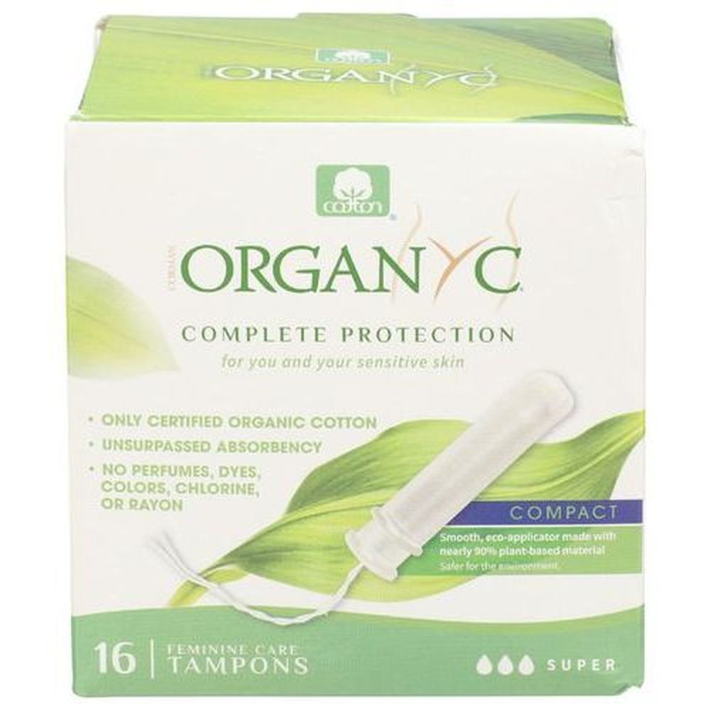 Organyc Compact Applicator Super Tampon, 16 Count -- 12 Per Case